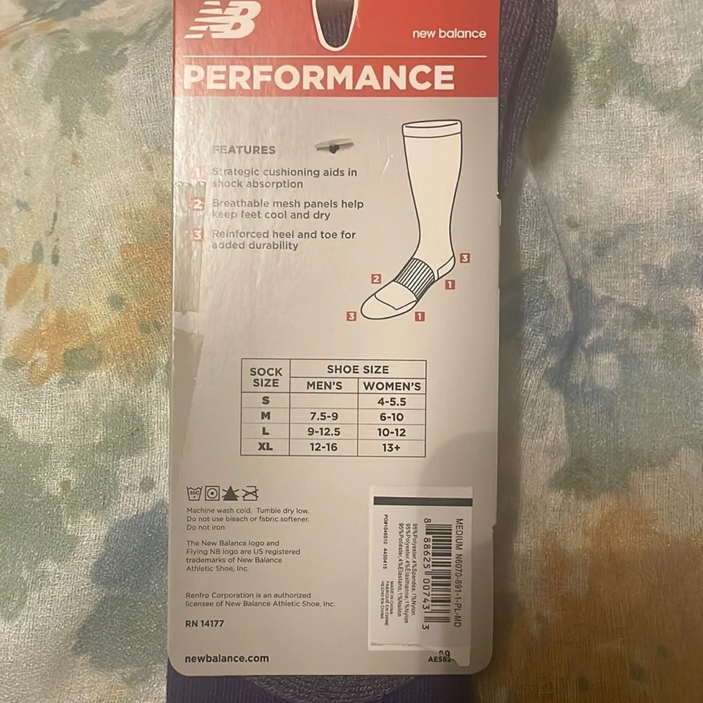 New Balance Unisex Crew Socks Size: M
